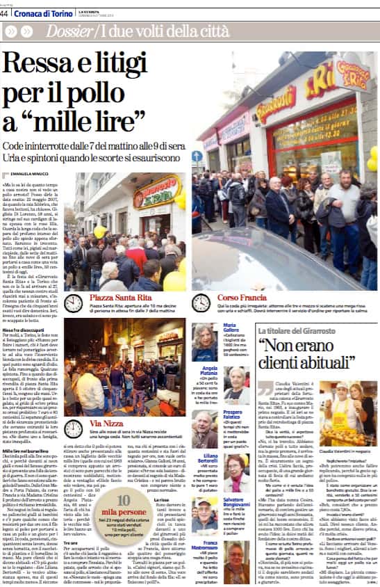 articolo della stampa sulla festa dei 50 anni dei Girarrosti Santa Rita